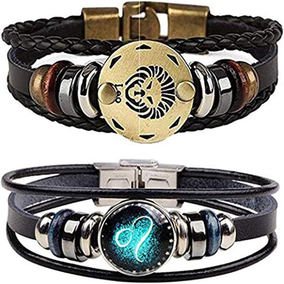 New  Constellation Braided Rope Bracelet - Punk Alloy Leather Bracelet - Picture 6 of 14
